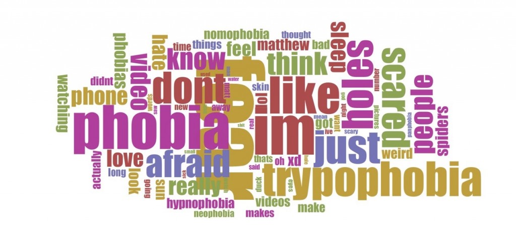 Word cloud for comments of phobia video